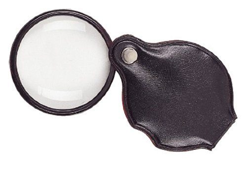 SE 5 X 2" Glass Lens Folding Magnifier with Leather Pouch