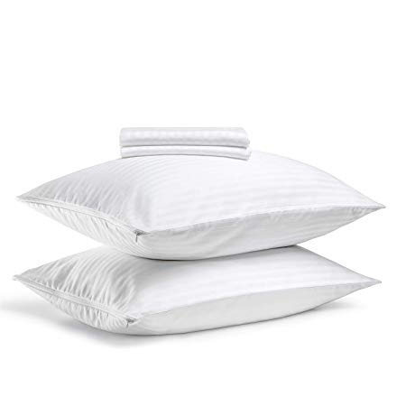 FAUNNA Lux Zippered Pillow Protector Cover Case (King, 20x36) (4-Pack) - Sateen 100% Cotton
