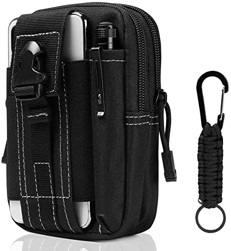 flintronic Bolsa Cintura Táctica, Bolso Cinturón Táctica Militar Compacta 1000D Nylon para Herramientas Pequeñas de Multiusos Teléfono Móvil al Aire Libre Deportes Senderismo y Camping, con Mosquetón