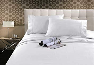 MARQUESS Bamboo Sheets- Viscose from Bamboo, 1500 Series Microfiber Sheet Set,Wrinkle Free & Pilling Resistant, Hypoallergenic, Ultra Soft &Comfortable, 4-Piece Bedding (Queen, White)