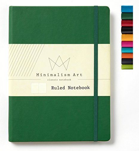 Minimalism Art | Classic Notebook Journal, Size:5.8"X8.3", A5, Green, Ruled/Lined Page, 240 Pages, Hard Cover/Fine PU Leather, Inner Pocket, Quality Paper - 80gsm | Designed in San Francisco