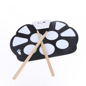 Sourcingbay Portable Electronic Roll up Drum Pad Kit Silicon Foldable with Stick