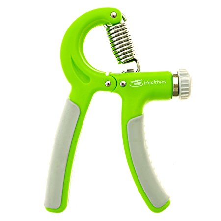 Healthies Hand Exerciser - Forearm, Wrist and Grip Strengthener Improves Your Performance in Sports, Music, and Is an Ideal Rehabilitation and Stress Relief Tool