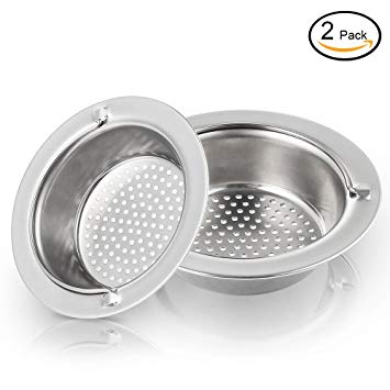 KFYM 2PCS Upgrade Kitchen Sink Drain Strainer with Handle, Premium Stainless Steel Sink, Drains Strainers Basket with Handle and Large Wide Rim 4.3" Diameter Fit for Kitchen Shower Bathroom