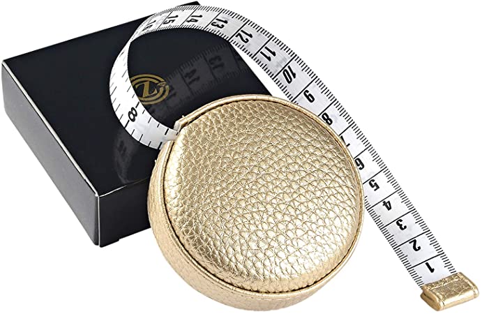 3m/120" Tape Measure Body Measuring Tape for Body Cloth Tape Measure for Sewing Fabric Tailors Medical Measurements Tape Dual Sided Leather Tape Measure Retractable (Gold, 1 Pack)