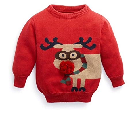 Unisex Kid's Rudolph Reindeer 3d Nose Ugly Christmas Sweater Jumper