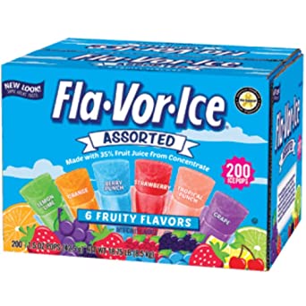 Fla-Vor-Ice Assorted Freezer Pops 6 Fruity Flavors 18.75lb 200 Count (Pack of 01)