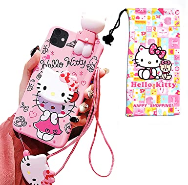 Kitty Case for iPhone 11, Cute Cartoon 3D Animal Character Silicone Protective iPhone 11 Kawaii Cover Case for Kids Girl 6.1 Inch