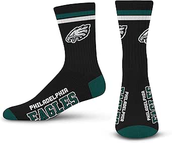 FBF - Official NFL 2 Stripe Adult Team Logo & Colors Crew Dress Socks Footwear for Men and Women Game Day Apparel