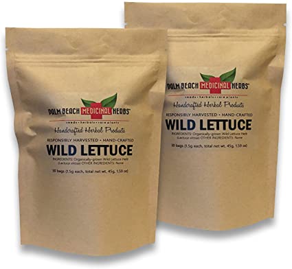 Dried Organic Wild Lettuce Leaf - 60 Individual Bags of Fresh Dried Hand-Crafted Wild Lettuce Herb - Pure, No Fillers, All-Natural, Non-GMO (1.5g Each Bag, 90g Total)