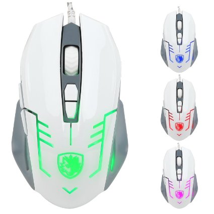 GW SADES S6 Cataclysm USB PC Gaming Mouse Mice 2500 DPI LED Lights Braided CableWhite