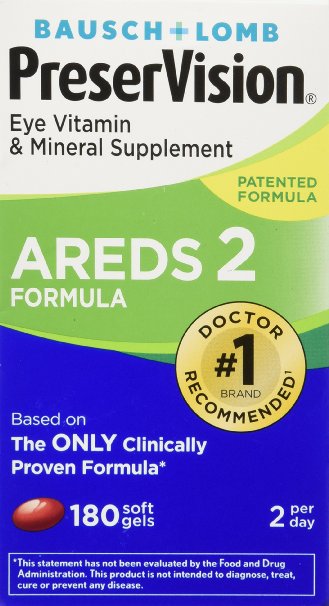 Bausch and Lomb PreserVision AREDS 2 Formula Eye Vitamin and Mineral Supplement - 180 Softgels