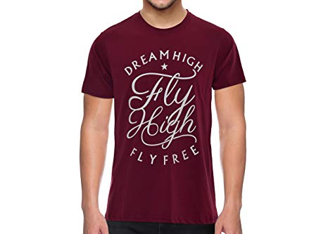 THE UPMARKET STORE® Men's Tshirt | Dream High Fly High Graphic Printed Smart Maroon T-Shirt | Stylish Casual & Premium Cotton T Shirts for Men