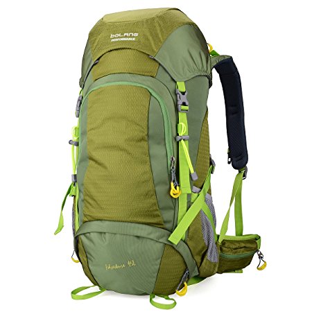 Hiking Daypack Waterproof Camping Outdoor Backpack 45l Bolang (Dark Green, 45L)