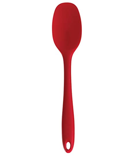 RSVP International (ELA-RD) Ela's Favorite Silicone Spatula Spoon, Red, 11" | BPA-Free Silicone | Mix Thick Batters, Scrape Sauces, Stir Pasta, & More | Dishwasher Safe & Heat Resistant