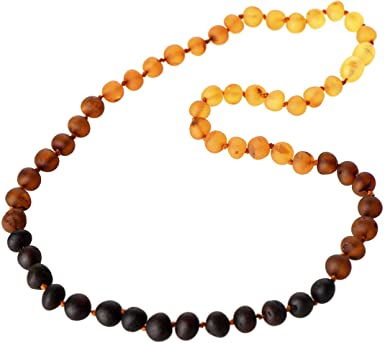 Baltic Amber Necklace - Adult Raw Amber Bead Necklace - Rainbow Pattern Unpolished Amber Beads - Multiple Lengths