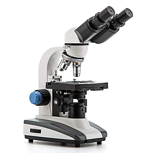 SWIFT SS300B-25 Professional Lab Biological Binocular Compound Microscope, 40X-2500X High Power Magnification, Brightfield, LED Illumination, Abbe Condenser, Double-Layer Mechanical Stage