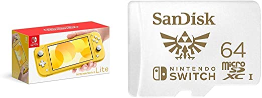 Nintendo Switch Lite - Yellow with SanDisk 64GB MicroSDXC UHS-I Card for Nintendo Switch