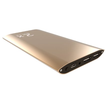 DULLA M50000 Power Bank 12000mAh External Battery Charger, Ultra Slim Design with 2 USB Ports for iPhone 6s 6 Plus, iPad, Samsung Galaxy and More(gold)