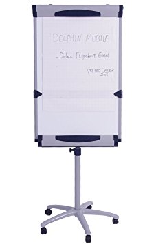 VIZ-PRO Dolphin Magnetic Mobile Whiteboard/Flipchart Easel, 28 X 40 Inches