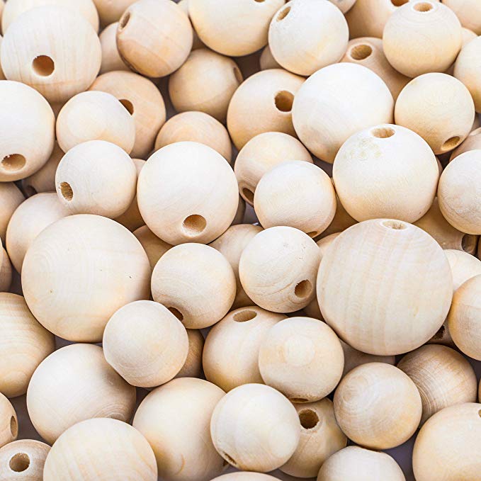 DICOBD 150pcs Wooden Beads Large Size (20mm, 25mm, 30mm) Natural Wooden Beads Round Beads Loose Beads Rustic Country Beads Suitable for DIY Jewelry Making, Home Decoration, Holiday Decoration
