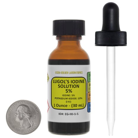Lugols Iodine  5 Solution  1 Oz in an Amber Glass Bottle  Free Dropper  USA