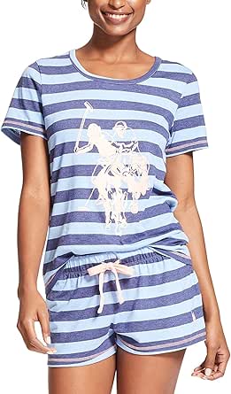 U.S. Polo Assn. Summer Pajamas for Women 2 Piece with T-Shirt and Shorts - Summer PJs for Women Set - Womens PJ Shorts Set