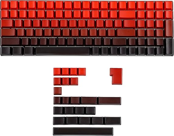 YMDK 124 Keys ANSI ISO Dyed Red Gradient PBT OEM Profile Keycap for 104 87 61 64 68 84 96 MX Switches Mechanical Gaming Keyboard (Red Gradient)