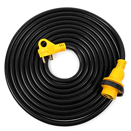 Lavotla RV Extension Power Cord 25FT - 30 AMP Male to 30 AMP Female Twist Locking Adapter - Heavy Duty & Weatherproof Electrical Camper Trailer Marine Boat Shore Cable - 10/3, STW Molded Connector