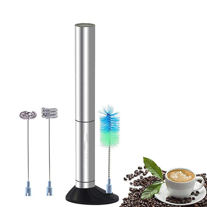 Easter Handheld Milk Frother with 2 Spring Whisk Head Stand Brush Electric Foam Maker,Home Decoration for Bedroom Living Room Kitchen