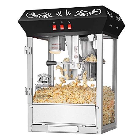 Countertop Movie Night Popcorn Popper Machine-Makes Approx. 3 Gallons Per Batch- by Superior Popcorn Company- (8 oz., Black)