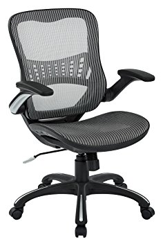 Office Star Mesh Back & Seat, 2-to-1 Synchro & Lumbar Support Managers Chair, Grey