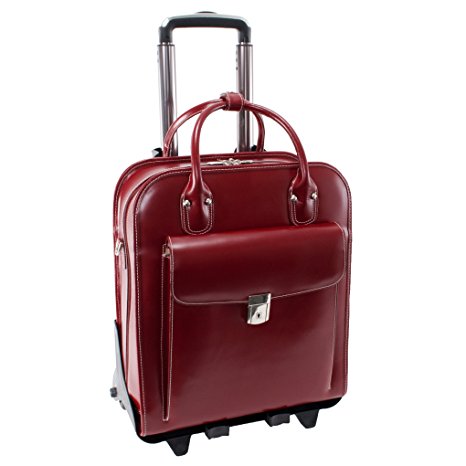 McKleinUSA LA GRANGE 96496 Red Leather Vertical Detachable-Wheeled Ladies' Briefcase