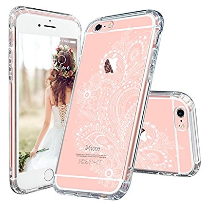 iPhone 6 Case, iPhone 6 Slim Case, MOSNOVO White Floral Henna Paisley Flower Clear Design Transparent Plastic Hard with Soft TPU Bumper Protective Back Case Cover for Apple iPhone 6/6s (4.7 Inch)