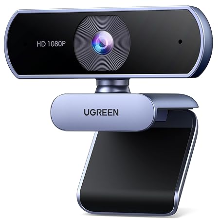 UGREEN HD Webcam with Microphone, 1080P@30FPS Web Camera, Clear Stereo Audio, Plug and Play, HD Auto Light Correction, 85° View USB Video Webcam for Live Streaming, Conferencing, Video Calling, Gaming