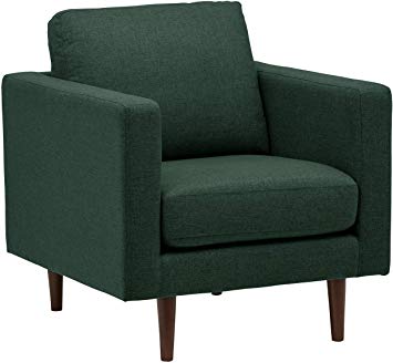 Rivet Revolve Modern Upholstered Armchair with Tapered Legs, 33"W, Heritage Green