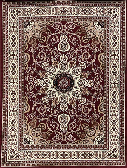 Oriental Traditional Isfahan Persian Area Rugs Burgundy Red 5'2 x 7'3