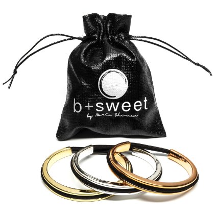 b sweet by Maria Shireen - Teen Hair Tie Bracelet - 3 Piece Set - Classic Design - Metallic Plastic