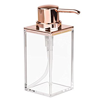 InterDesign Clarity Soap Dispenser Pump for Body Moisturizer, Liquid Hand Soap, Sanitizer or Aromatherapy Lotion - Clear/Rose Gold