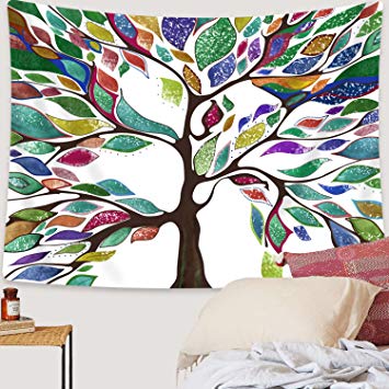 Colorful Tree Tapestry Wall Hanging Life Tree Psychedelic Forest Wall Tapestry Bohemian Mandala Hippie Tapestry for Bedroom Living Room Dorm
