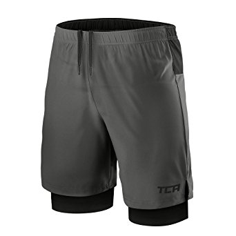 TCA Mens Ultra 2 in 1 Running Shorts with Inner Compression Short and Zip Pocket