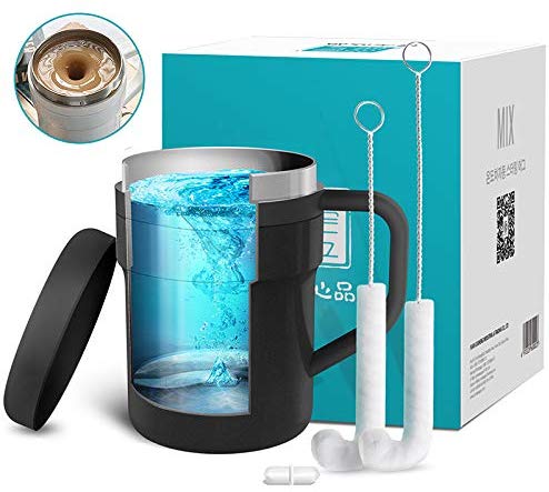 Self Stirring Coffee Mug - Self Stirring, Stainless Steel Self Mixing Cup for Coffee/Tea/Hot Chocolate/Milk Mug,Best for Office,Kitchen,Travel,Home (Black)