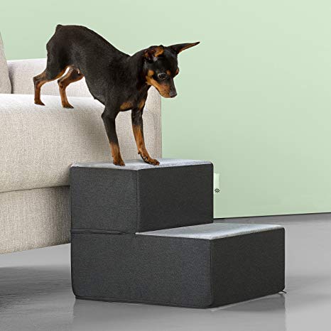 Zinus 2 Step Easy Pet Stairs/Pet Ramp/Pet Ladder/Grey, Extra Small