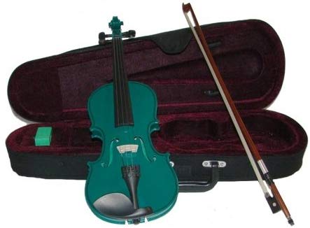 Merano MV300GR 1/2 Size Green Violin with Case and Bow Extra Set of Strings, Extra Bridge, Rosin, Pitch Pipe, Shoulder Rest