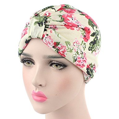 Ever Fairy Womens Floral Print Cotton Turban Chemo Sleep Cap,Turban Hat Cap Hair Wrap