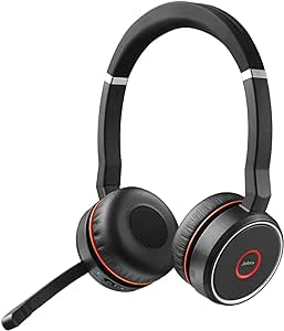 Jabra Evolve 75 MS Casque Stereo sans fil supra-auriculaire - Casque certifié Microsoft avec batterie longue durée - Adaptateur Bluetooth USB - Noir