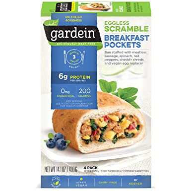 Gardein Eggless Scramble Breakfast Pockets, Meatless Protein Packed Meals, 4 Count (Frozen)