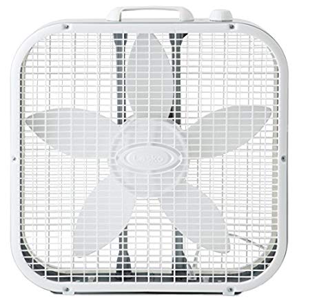 Lasko 20" Energy Efficient Basic Box Fan w/ 3 Speeds & Easy Carry Handle, White