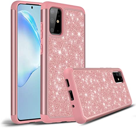 Cbus Wireless Sparkling Glitter Bling Phone Case Compatible with Samsung Galaxy S20 Plus (Pink Rose Gold)