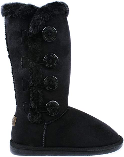 Women Amy Wooden Button Faux Fur Lined Shearling Mid Calf Winter Boots